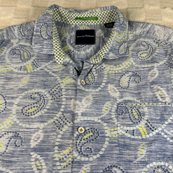 Tommy Bahama Silk Blend Blue Paisley Camp Shirt Short Sleeve Mens XL - Picture 5 of 13